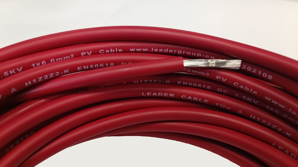 CABLE UNIFILAR 6mm  1500V Rojo 200ml