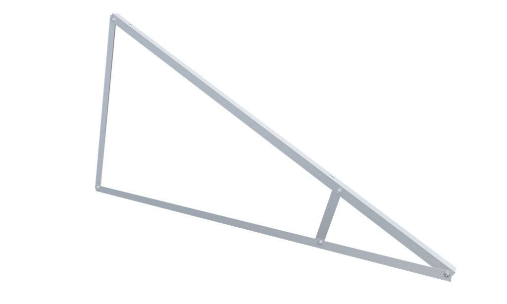 Triángulo Aluminio 25º 1700x1700x750mm con refuerzo montaje vertical