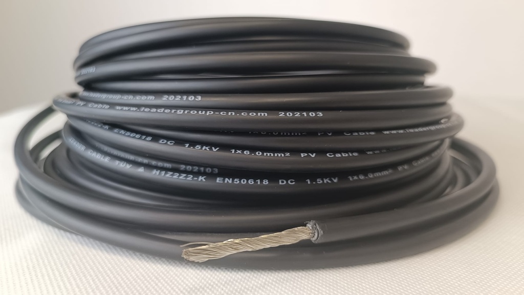 CABLE UNIFILAR 6mm 1500V Negro 200ml